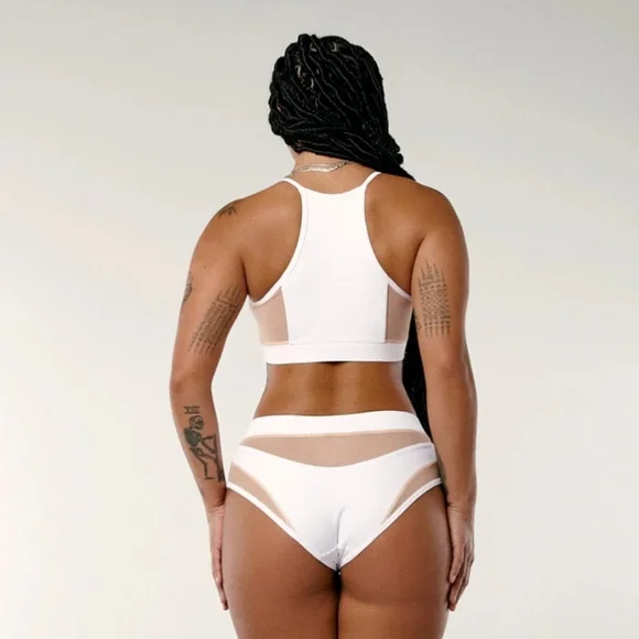 CXIX creatures Of CXIX isis Goddess Mesh Halter Sports Bra Top Nude Sand White M - Picture 2 of 7